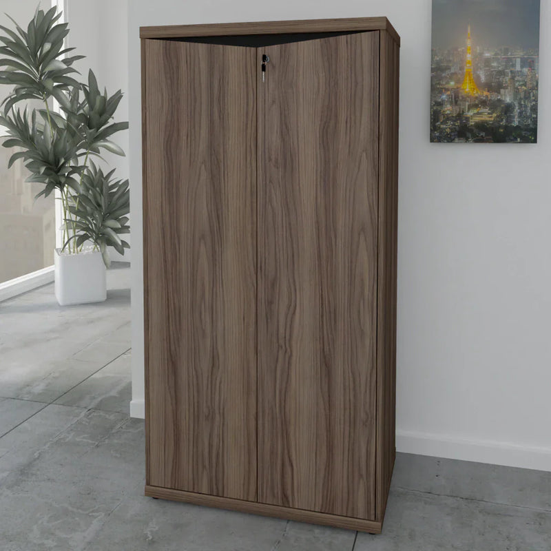 Armário 2 portas com chave Nogal/Preto